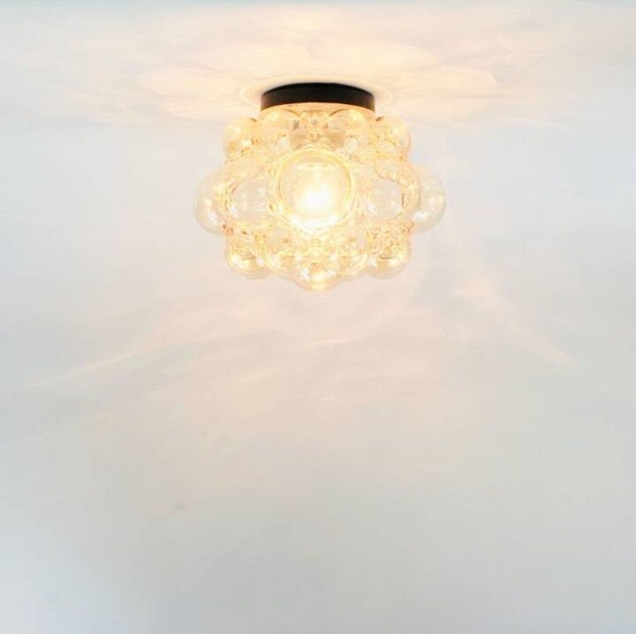 Lampa sufitowa Bubble, szkło złote, metal czarny, proj. H. Tynell, Limburg, Niemcy, lata 60. - 296302