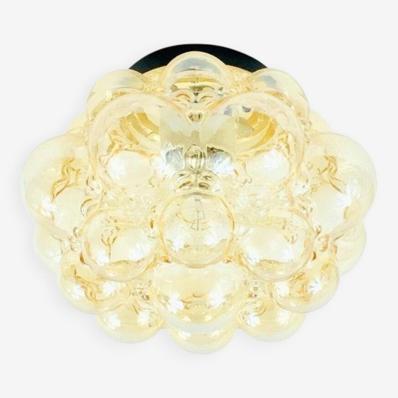 Lampa sufitowa Bubble, szkło złote, metal czarny, proj. H. Tynell, Limburg, Niemcy, lata 60. - 296295