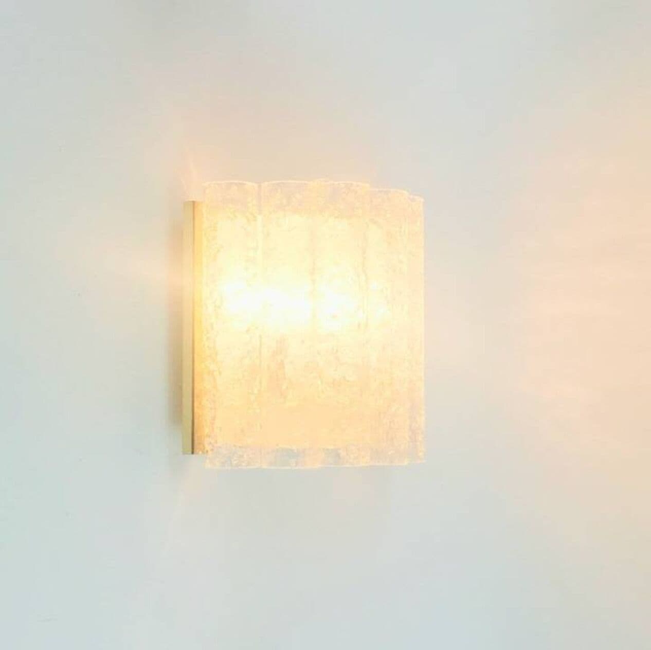 Para kinkietów, Ice Glass, szkło transparentne, mosiądz, Doria Leuchten, Niemcy, lata 60. - 296268