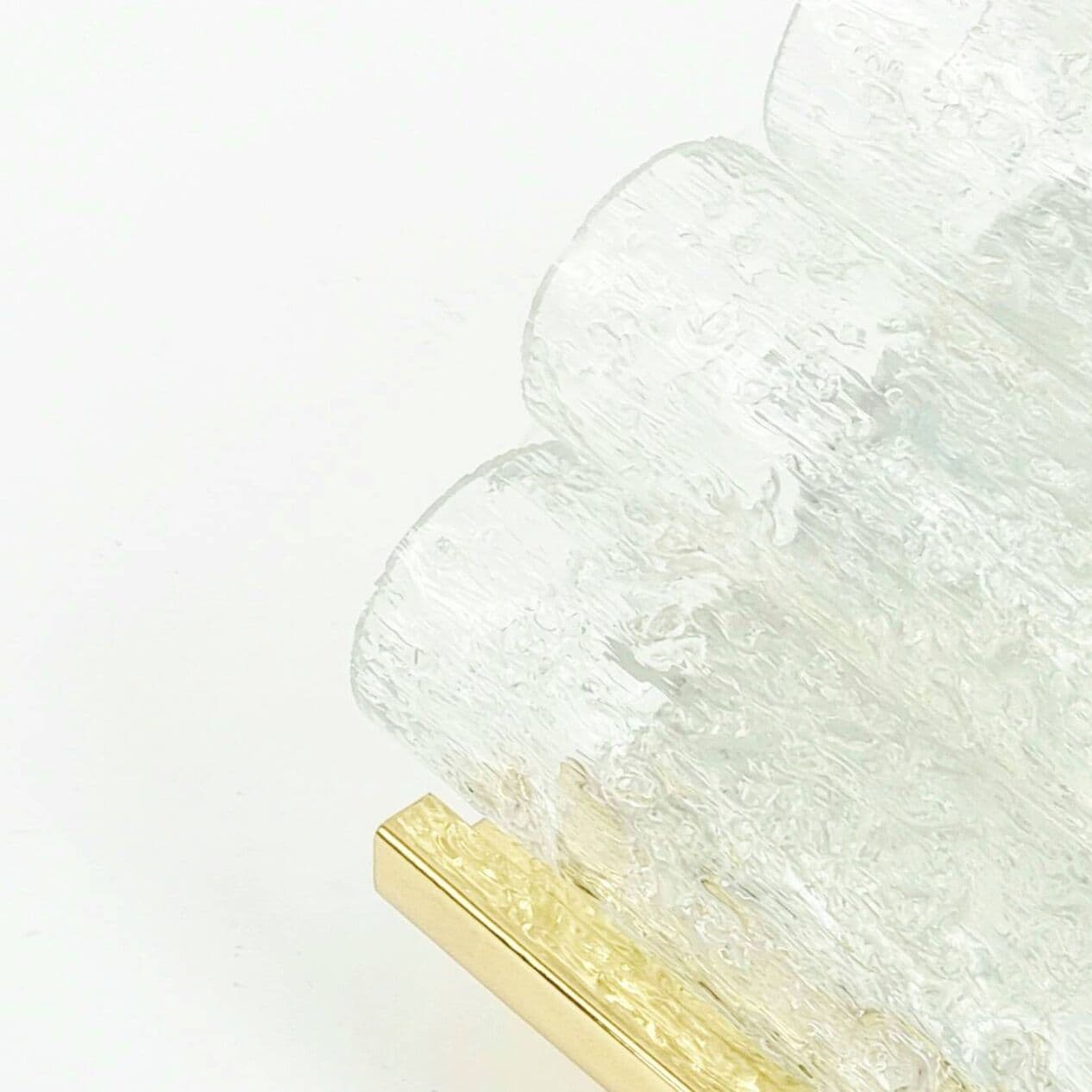 Para kinkietów, Ice Glass, szkło transparentne, mosiądz, Doria Leuchten, Niemcy, lata 60. - 296266