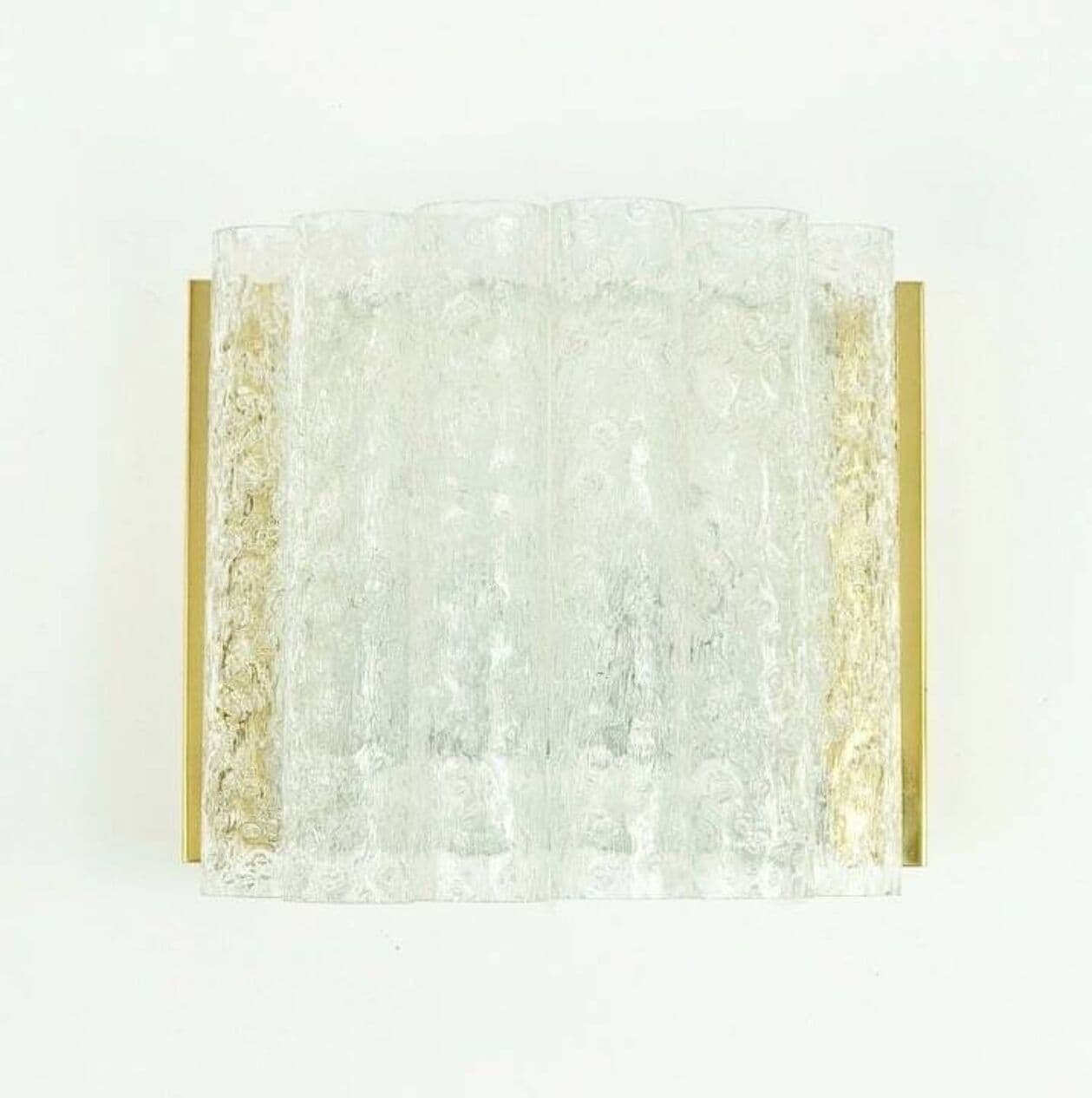 Para kinkietów, Ice Glass, szkło transparentne, mosiądz, Doria Leuchten, Niemcy, lata 60. - 296265