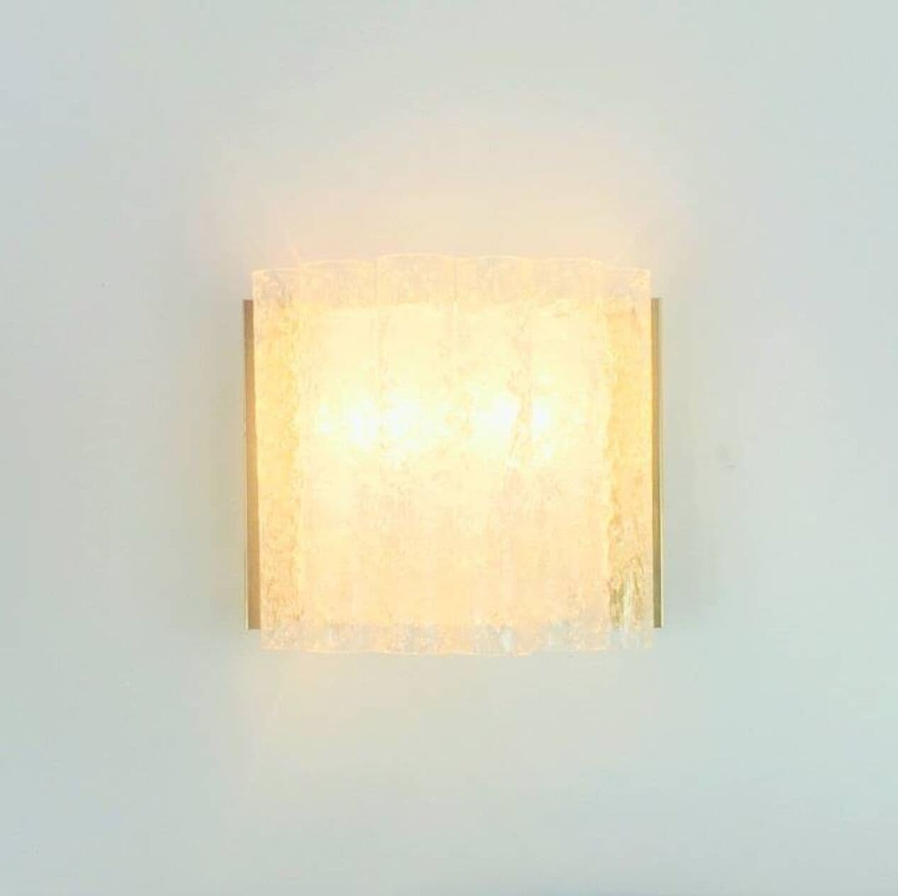 Para kinkietów, Ice Glass, szkło transparentne, mosiądz, Doria Leuchten, Niemcy, lata 60. - 296267