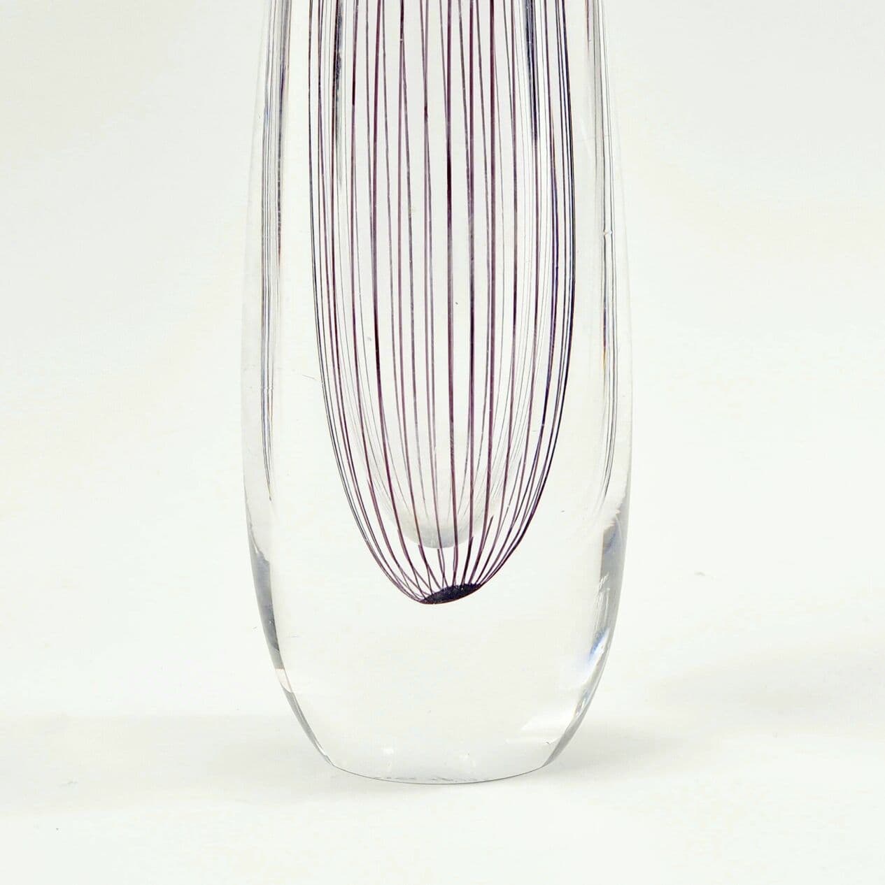 Vase, transparent glass, black purple, by V. Lindstrand, Sweden, 1950s - 296248