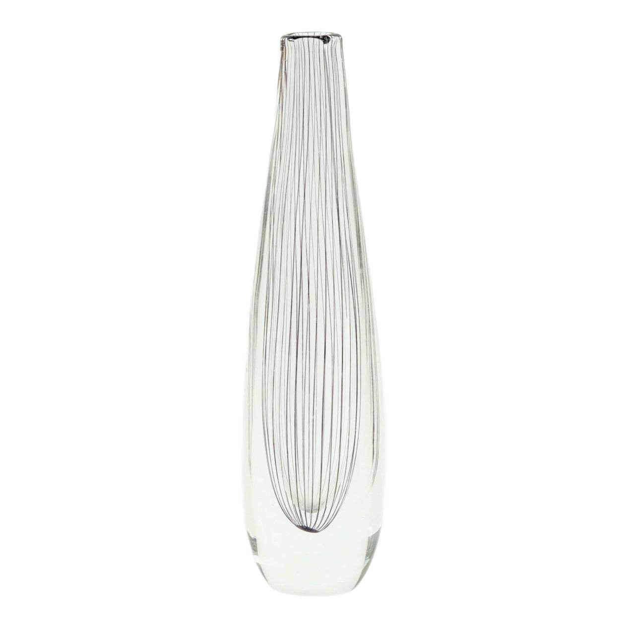 Vase, transparent glass, black purple, by V. Lindstrand, Sweden, 1950s