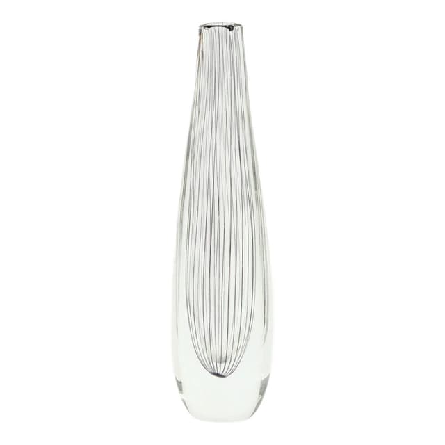 Vase, transparent glass, black purple, by V. Lindstrand, Sweden, 1950s - DIMENSION