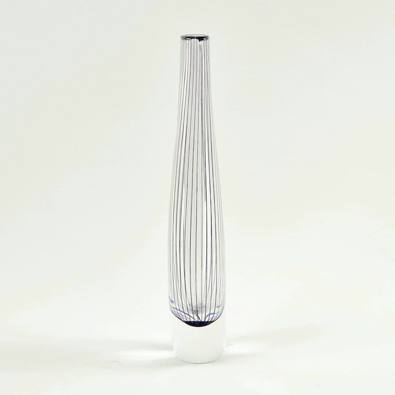 Vase, transparent glass, black purple, by V. Lindstrand, Sweden, 1950s - 296247