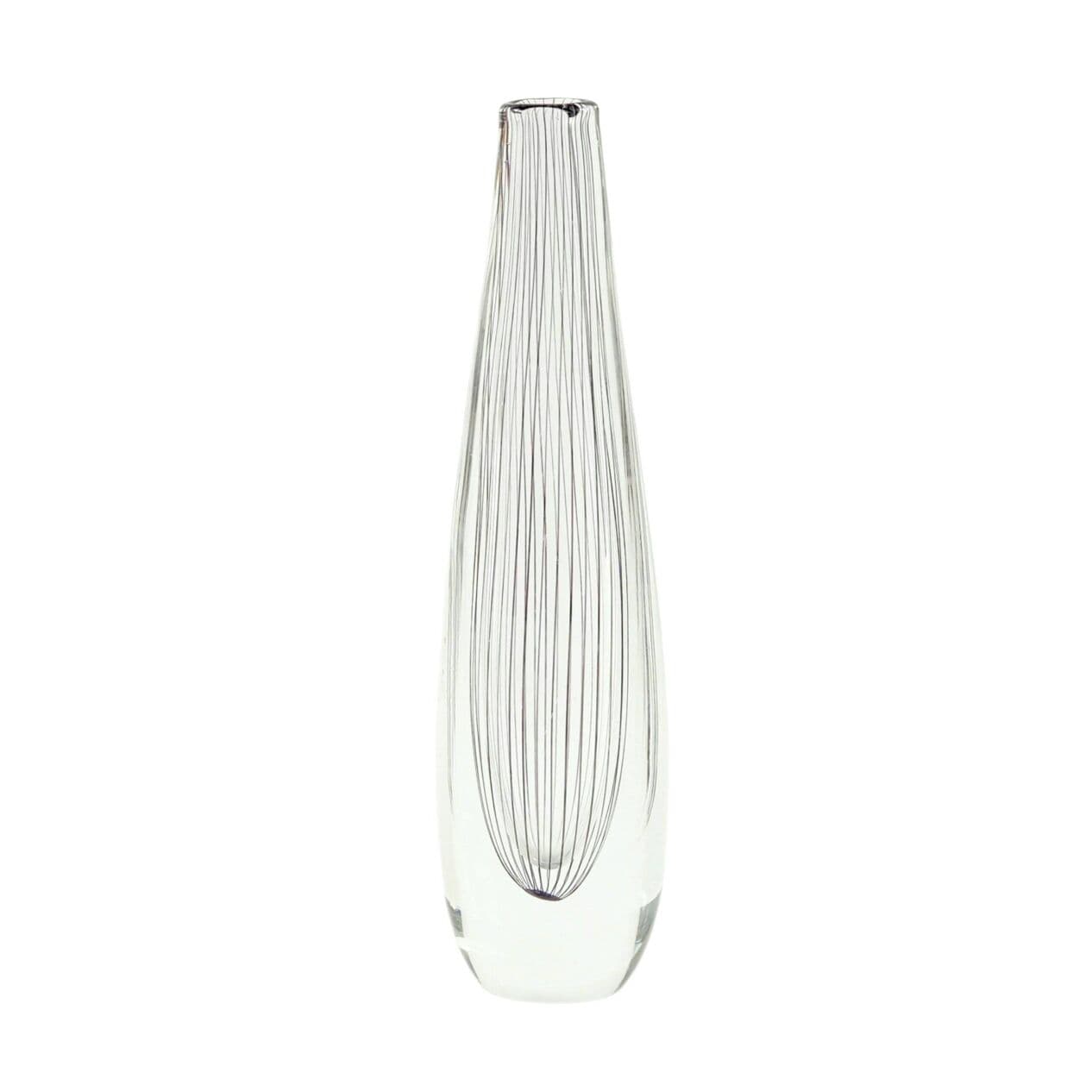Vase, transparent glass, black purple, by V. Lindstrand, Sweden, 1950s - 296251