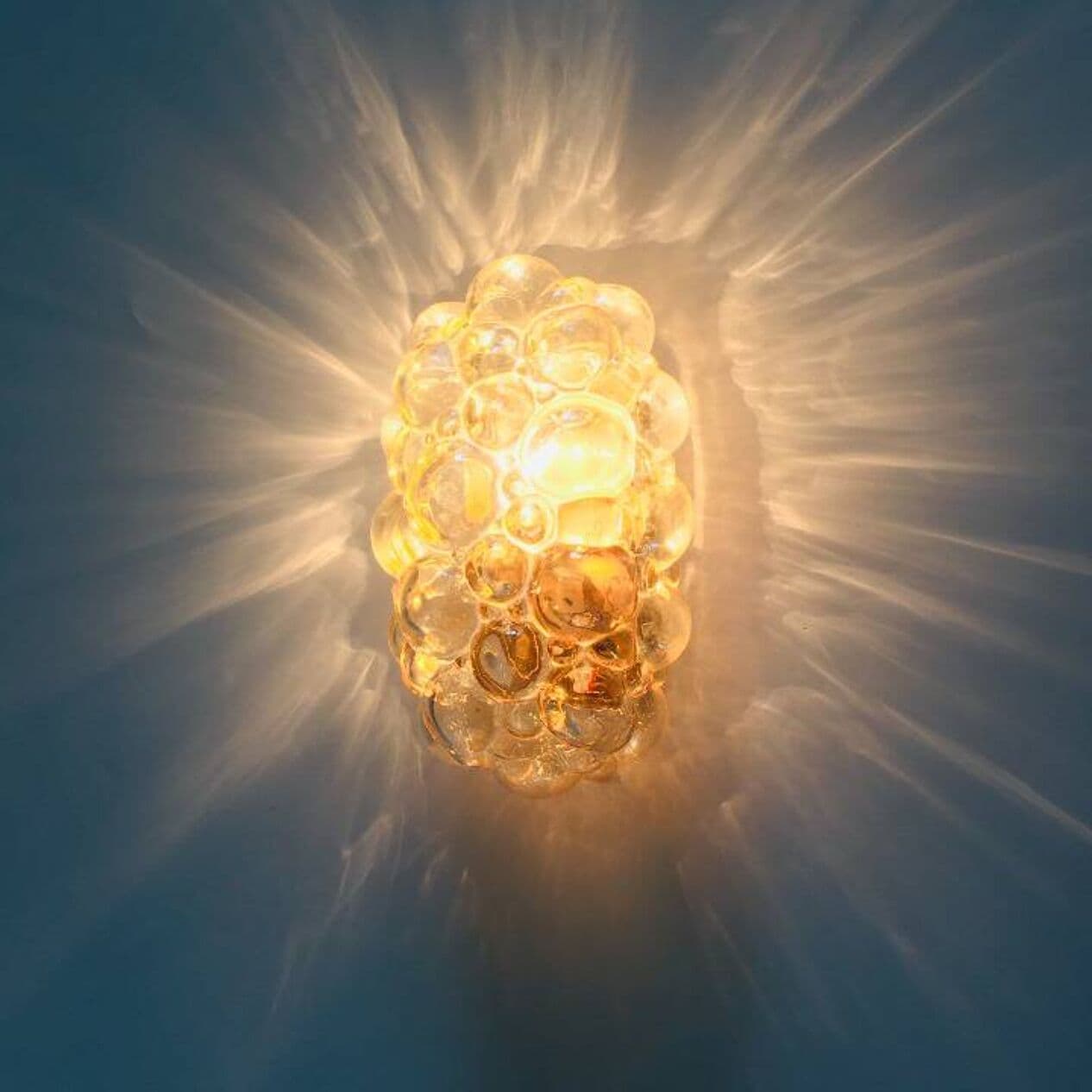 Lampa ścienna Bubble, szkło przezroczyste złote, mosiądz, proj. H. Tynell, Limburg, Niemcy, lata 60. - 296228