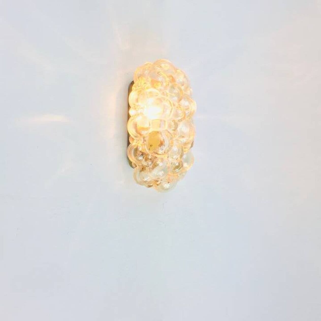 Lampa ścienna Bubble, szkło przezroczyste złote, mosiądz, proj. H. Tynell, Limburg, Niemcy, lata 60. - 296227