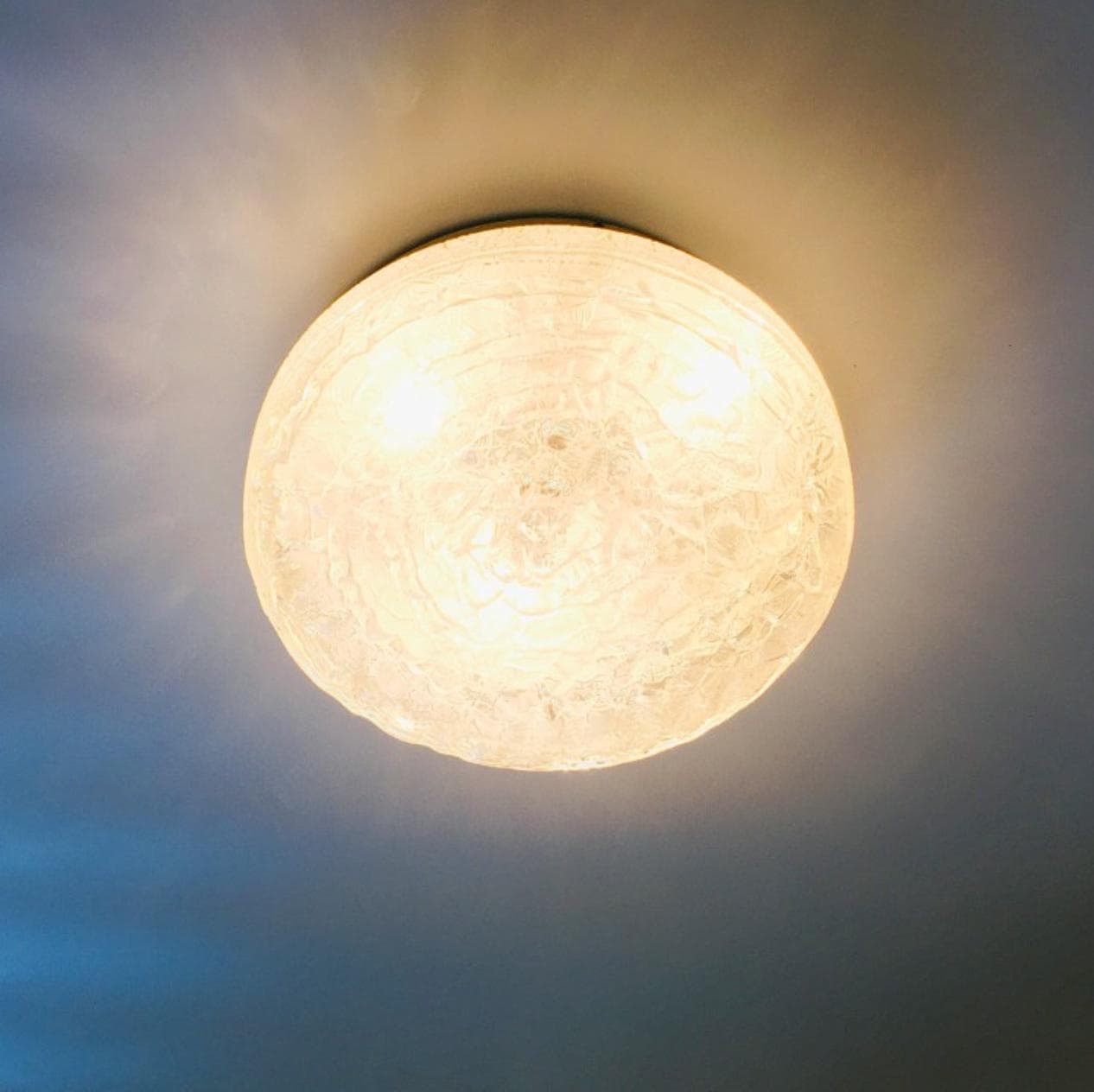 Para plafonów/lamp sufitowych Murano Ice Glass, szkło transparentne, Doria Leuchten, Niemcy, lata 60. - 296220