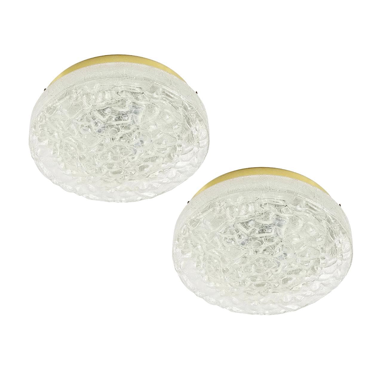 Para plafonów/lamp sufitowych Murano Ice Glass, szkło transparentne, Doria Leuchten, Niemcy, lata 60. - 296216