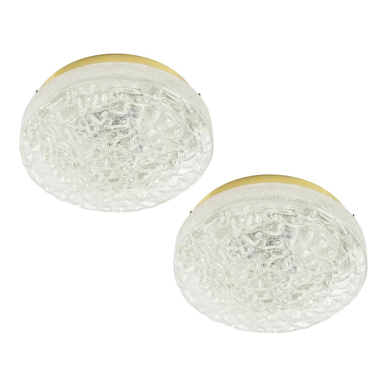 Para plafonów/lamp sufitowych Murano Ice Glass, szkło transparentne, Doria Leuchten, Niemcy, lata 60.