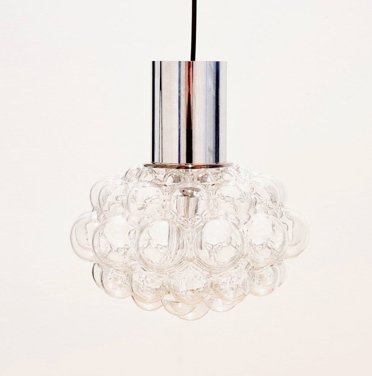 Lampa sufitowa Bubble, szkło transparentne, chrom, proj. H. Tynell, Limburg, Niemcy, lata 60. - 296204