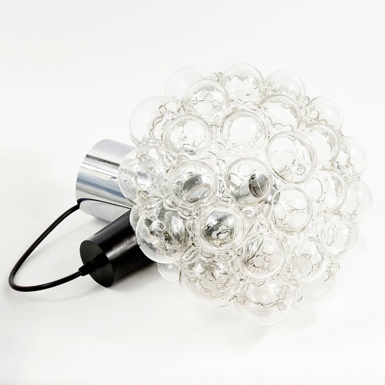 Lampa sufitowa Bubble, szkło transparentne, chrom, proj. H. Tynell, Limburg, Niemcy, lata 60. - 296208