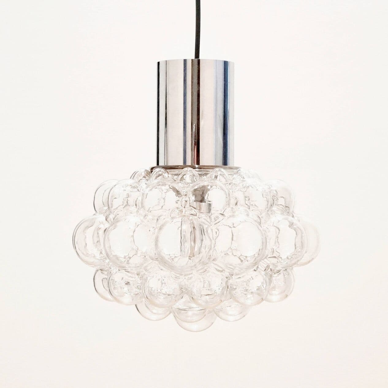 Lampa sufitowa Bubble, szkło transparentne, chrom, proj. H. Tynell, Limburg, Niemcy, lata 60. - 296205