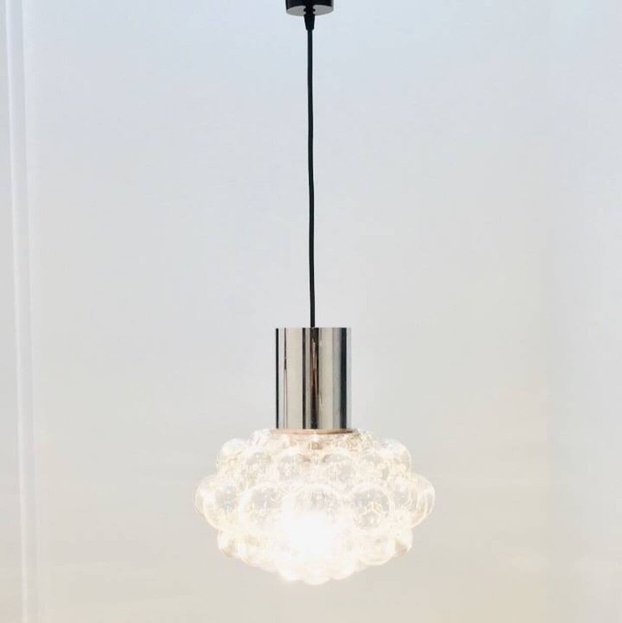 Lampa sufitowa Bubble, szkło transparentne, chrom, proj. H. Tynell, Limburg, Niemcy, lata 60. - 296206