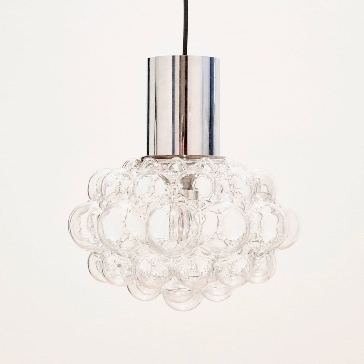 Lampa sufitowa Bubble, szkło transparentne, chrom, proj. H. Tynell, Limburg, Niemcy, lata 60. - 296211