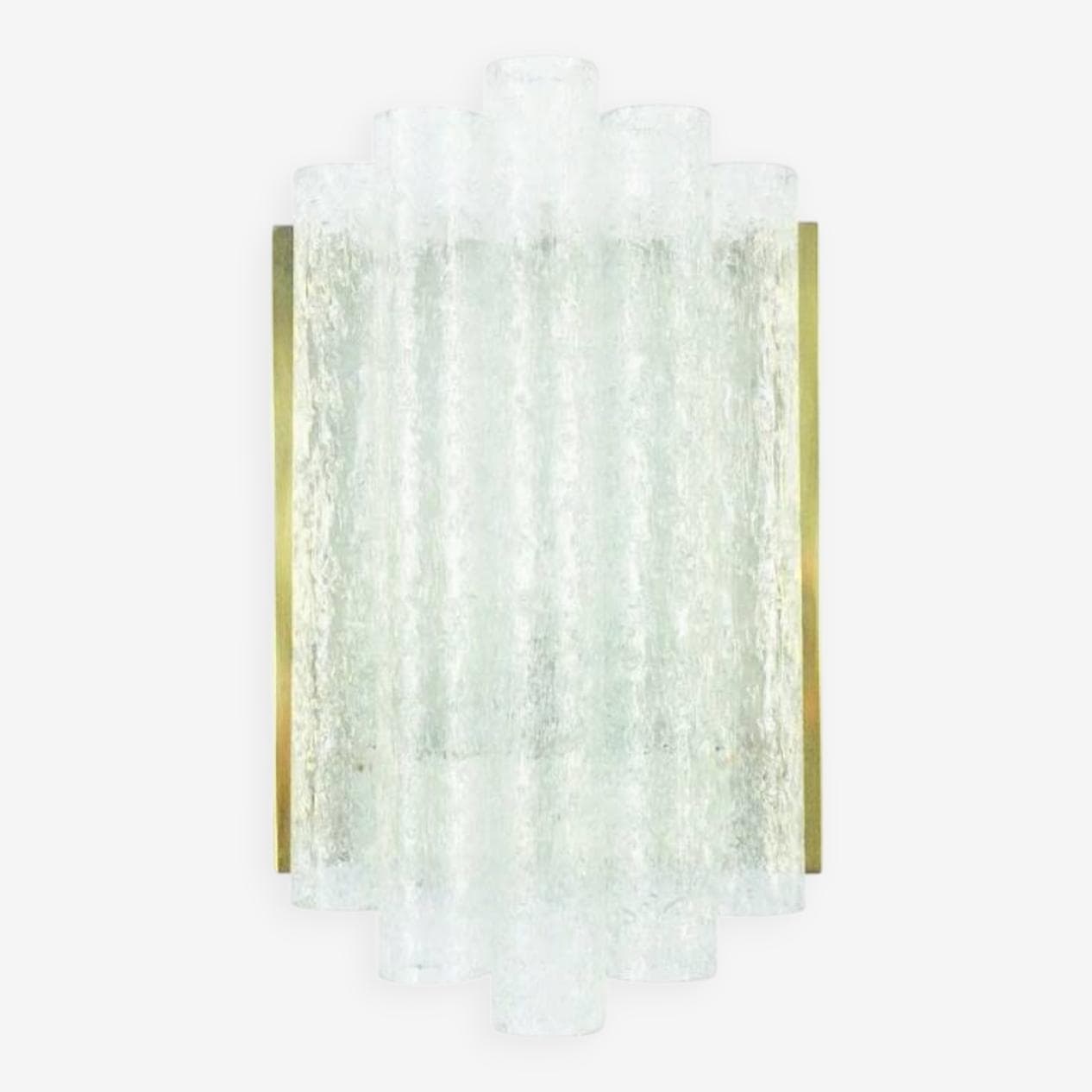 Kinkiet Ice Glass, szkło transparentne, mosiądz, Doria Leuchten, Niemcy, lata 60. - 296192