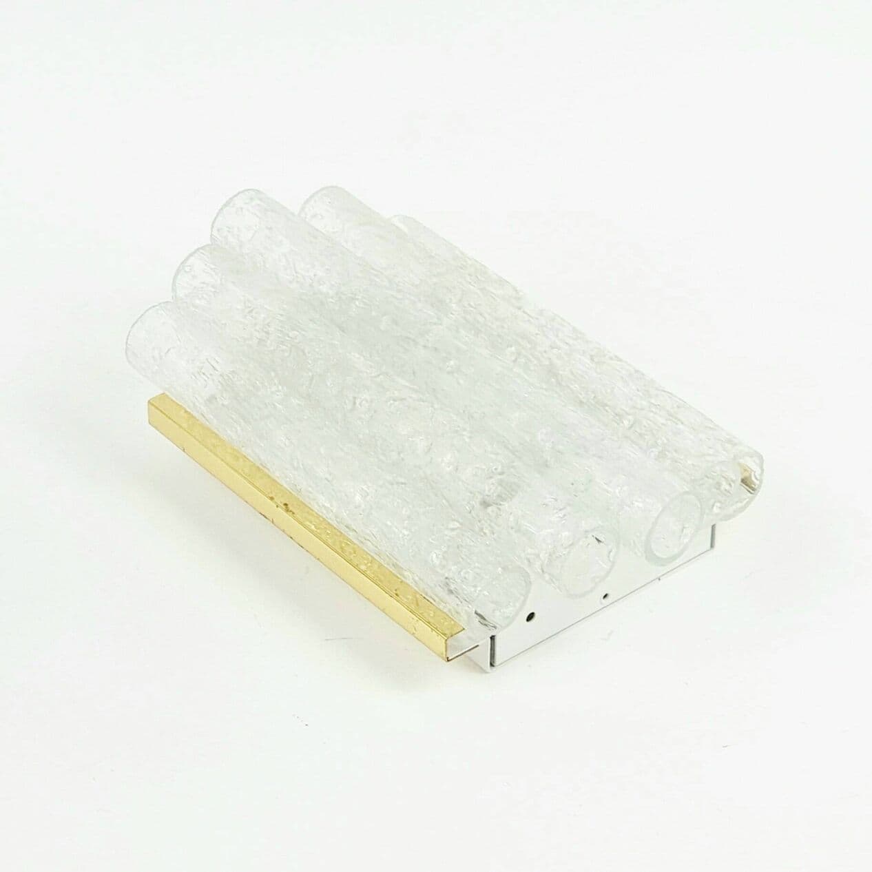 Kinkiet Ice Glass, szkło transparentne, mosiądz, Doria Leuchten, Niemcy, lata 60. - 296197