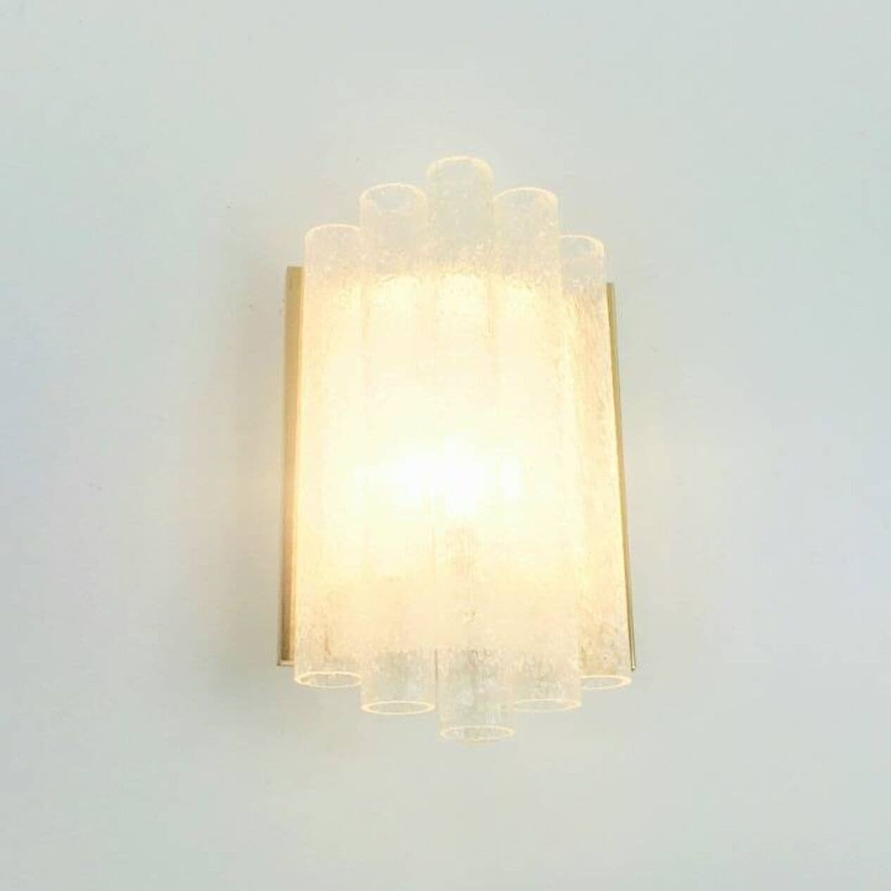 Kinkiet Ice Glass, szkło transparentne, mosiądz, Doria Leuchten, Niemcy, lata 60. - 296195