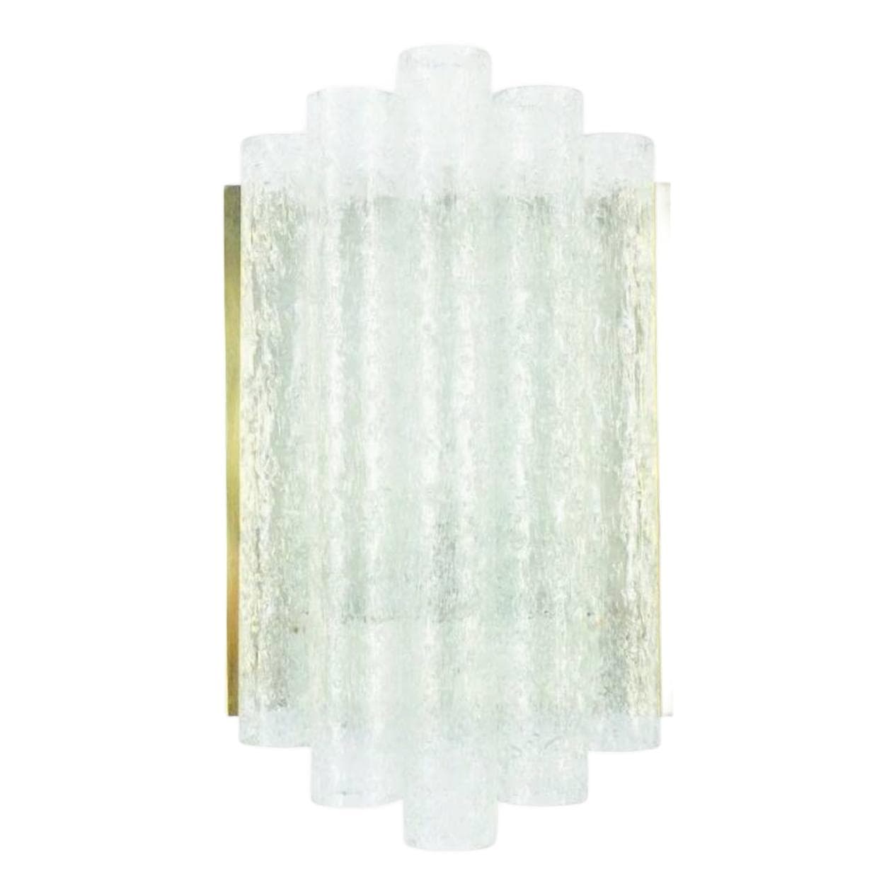 Kinkiet Ice Glass, szkło transparentne, mosiądz, Doria Leuchten, Niemcy, lata 60.