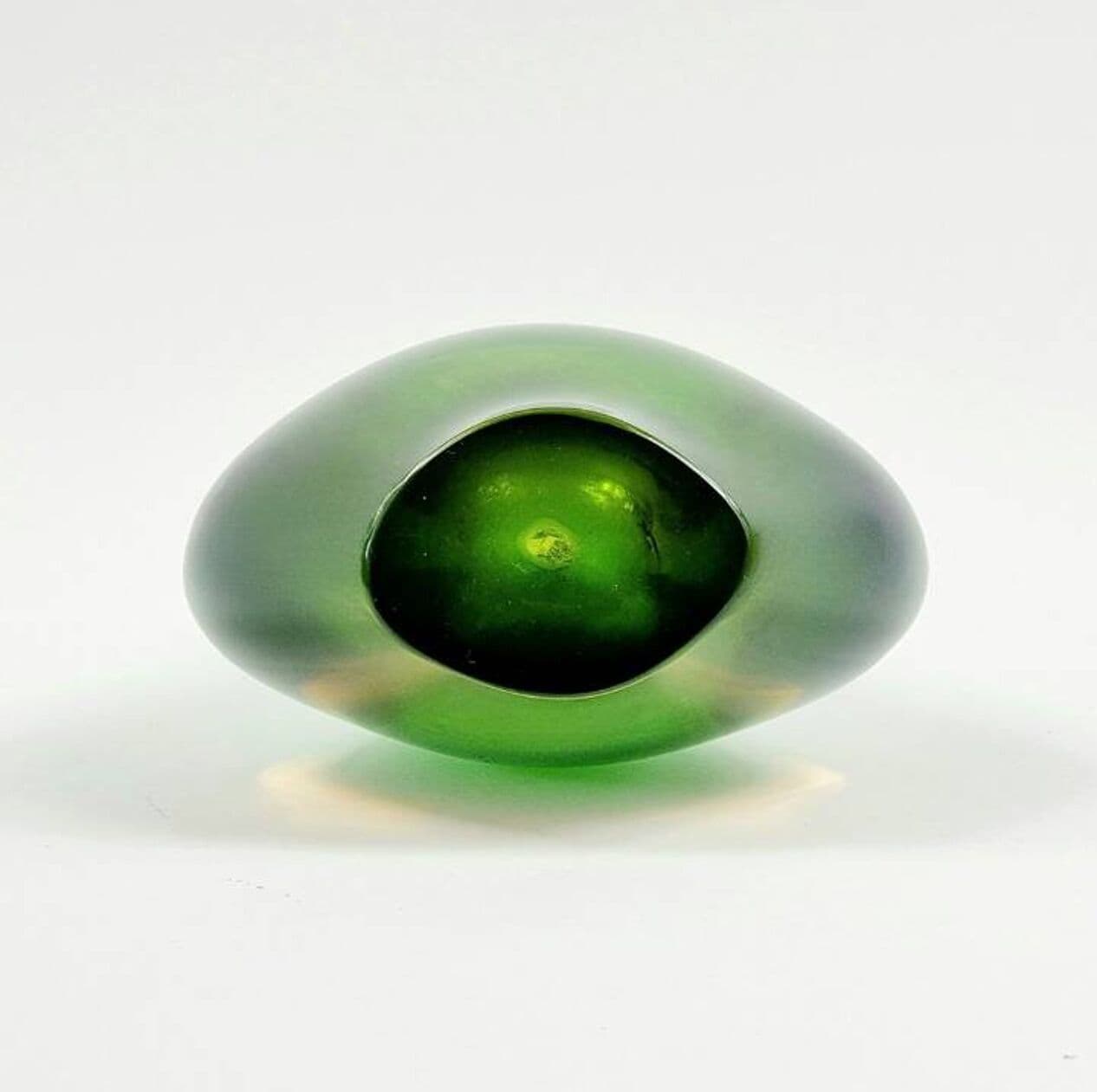 Vase Sommerso, green orange transparent glass, by F. Poli, Italy, 1970s. - 296188