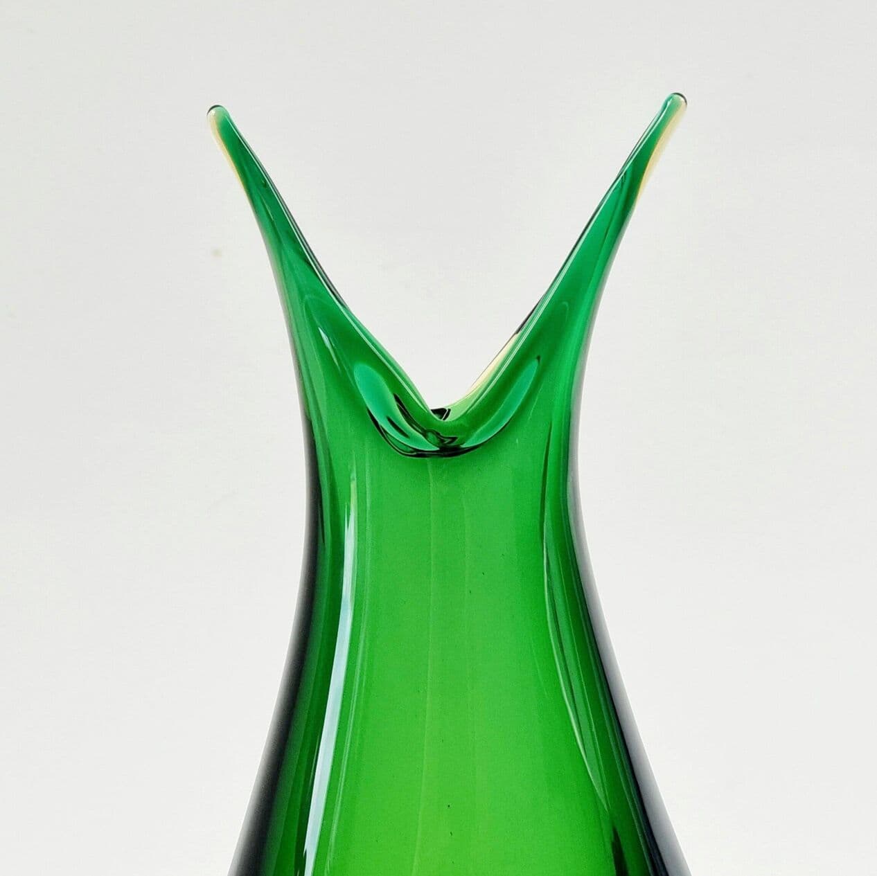 Vase Sommerso, green orange transparent glass, by F. Poli, Italy, 1970s. - 296184