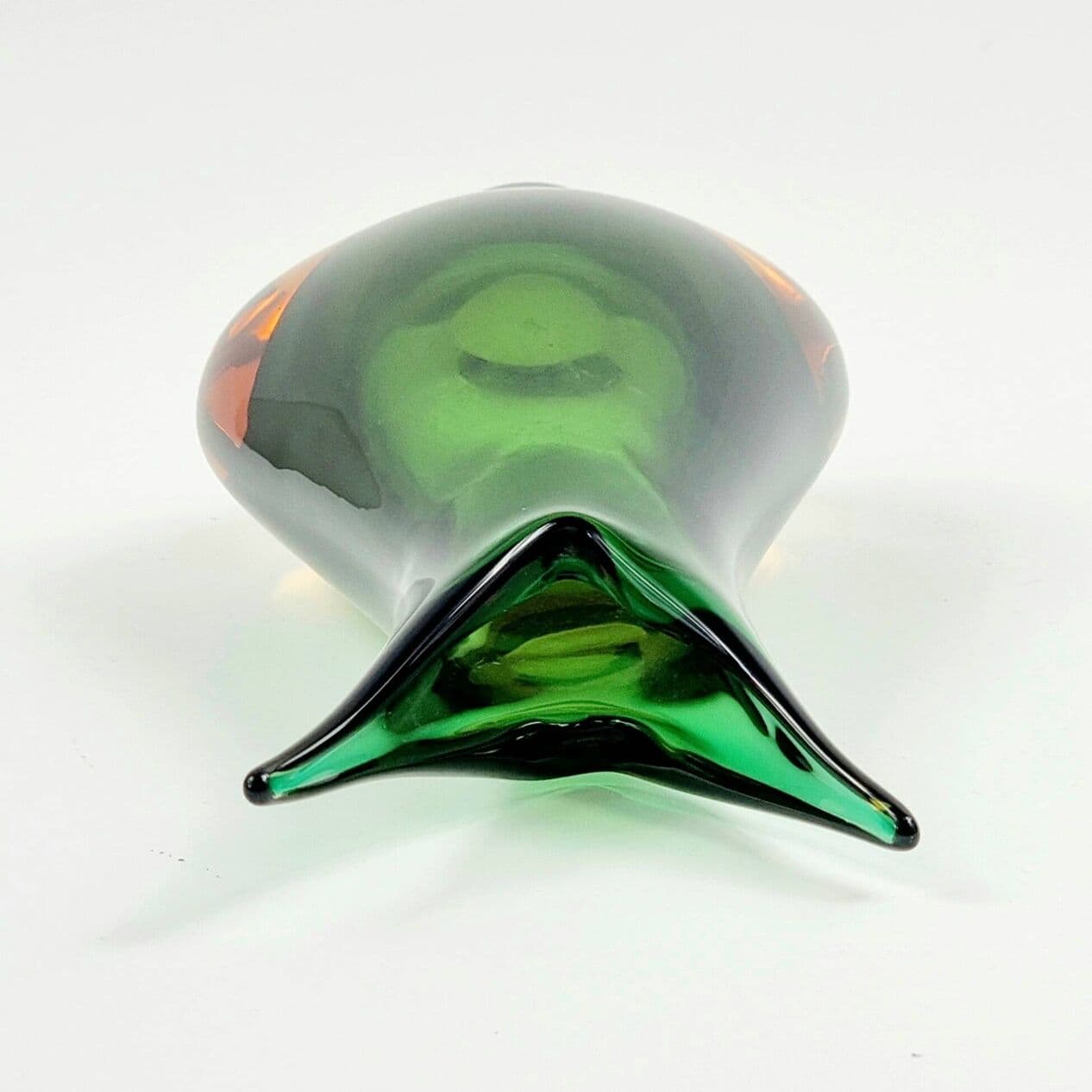 Vase Sommerso, green orange transparent glass, by F. Poli, Italy, 1970s. - 296186