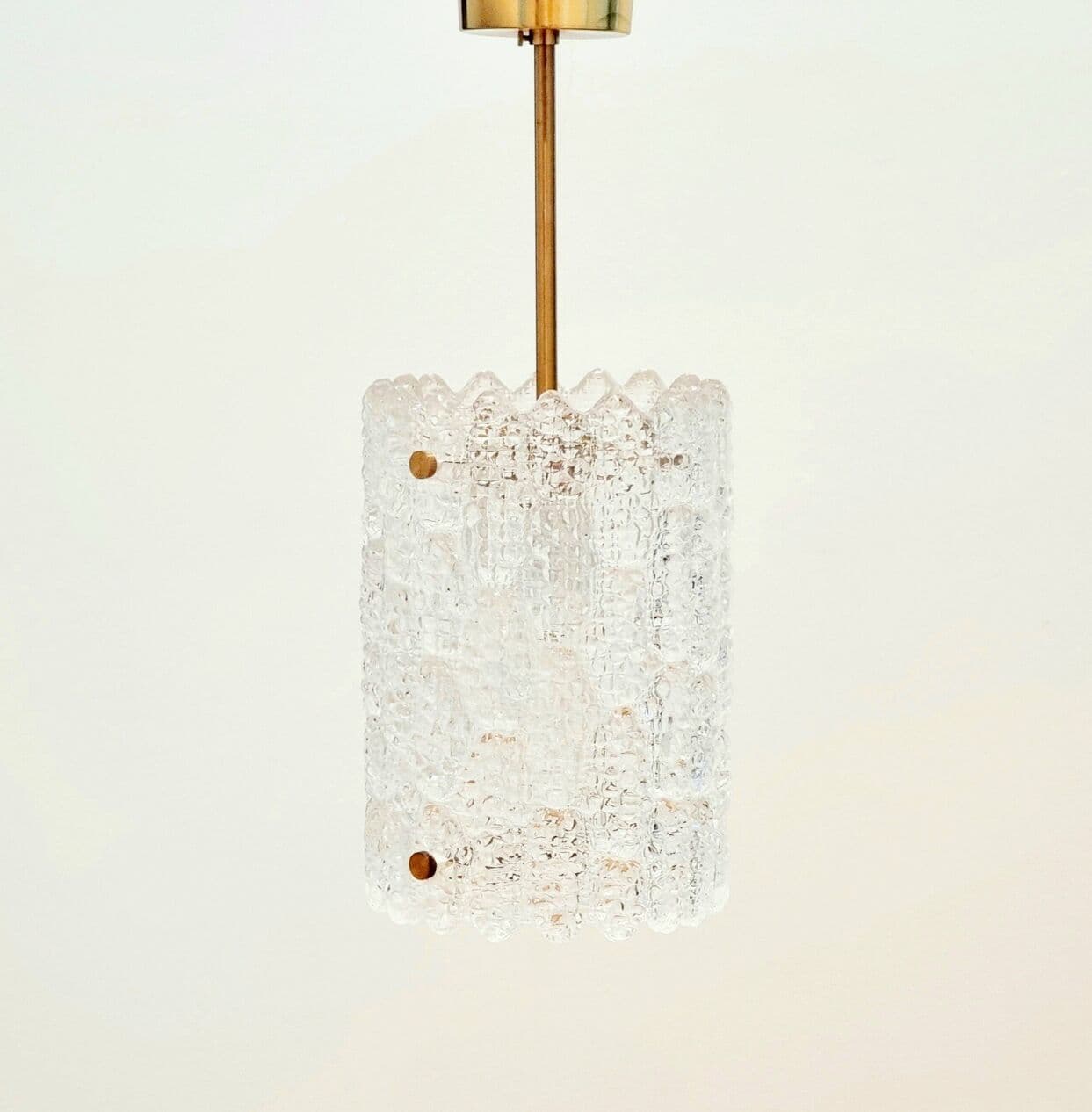 Lampa sufitowa, szkło kryształowe transparentne, mosiądz, proj. Carl Fagerlund, Orrefors, Szwecja, lata 60. - 296175