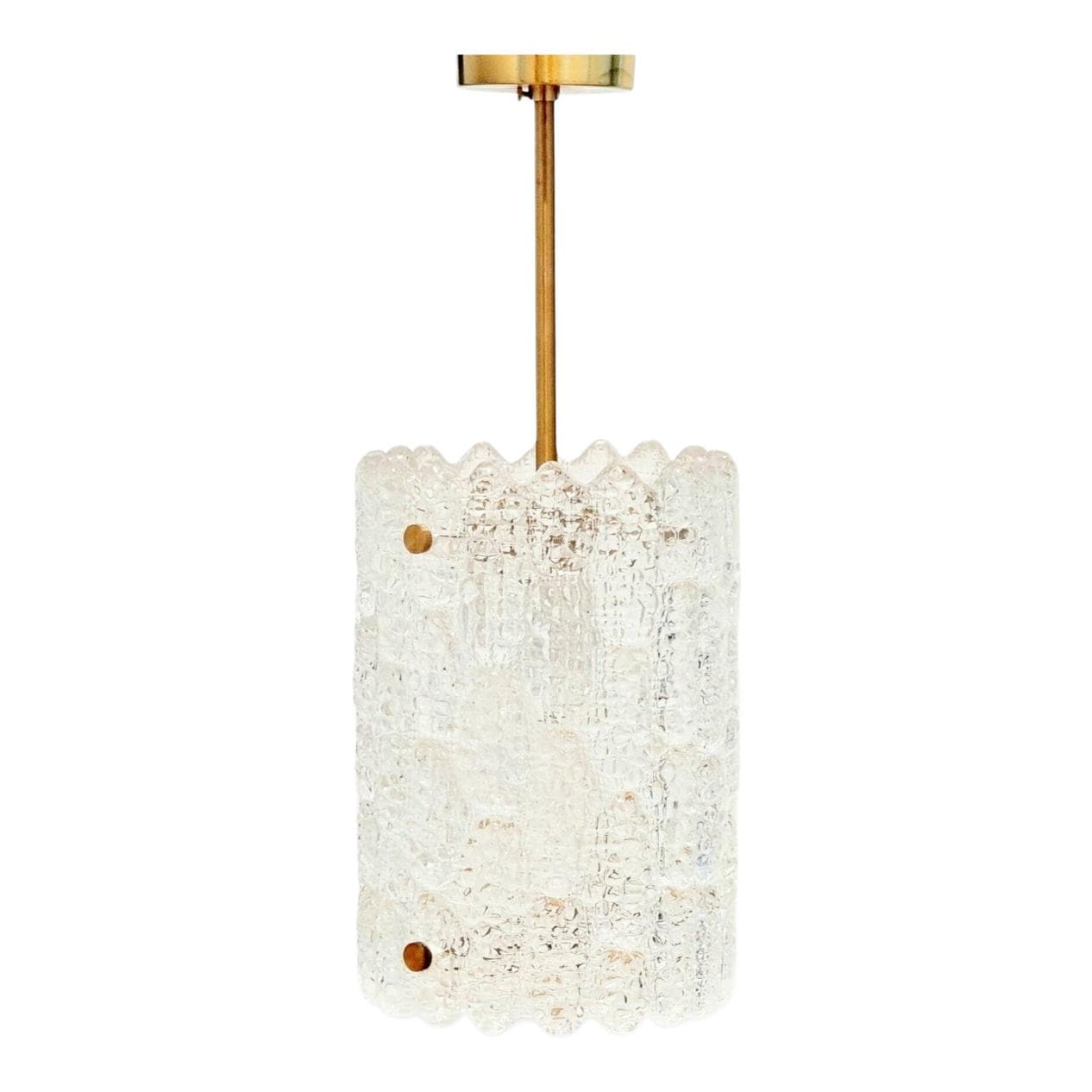 Lampa sufitowa, szkło kryształowe transparentne, mosiądz, proj. Carl Fagerlund, Orrefors, Szwecja, lata 60.