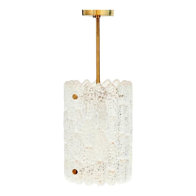 Lampa sufitowa, szkło kryształowe transparentne, mosiądz, proj. Carl Fagerlund, Orrefors, Szwecja, lata 60. - WYMIARY