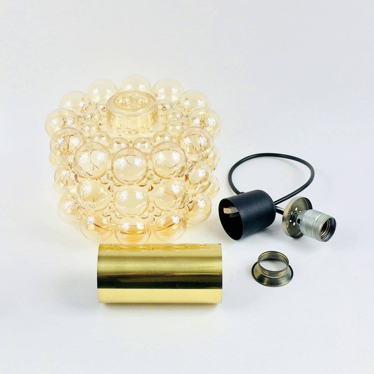 Lampa sufitowa Space Age, szkło złoty, mosiądz złoty, proj. H. Tynell, Limburg, Niemcy, lata 60. - 296166