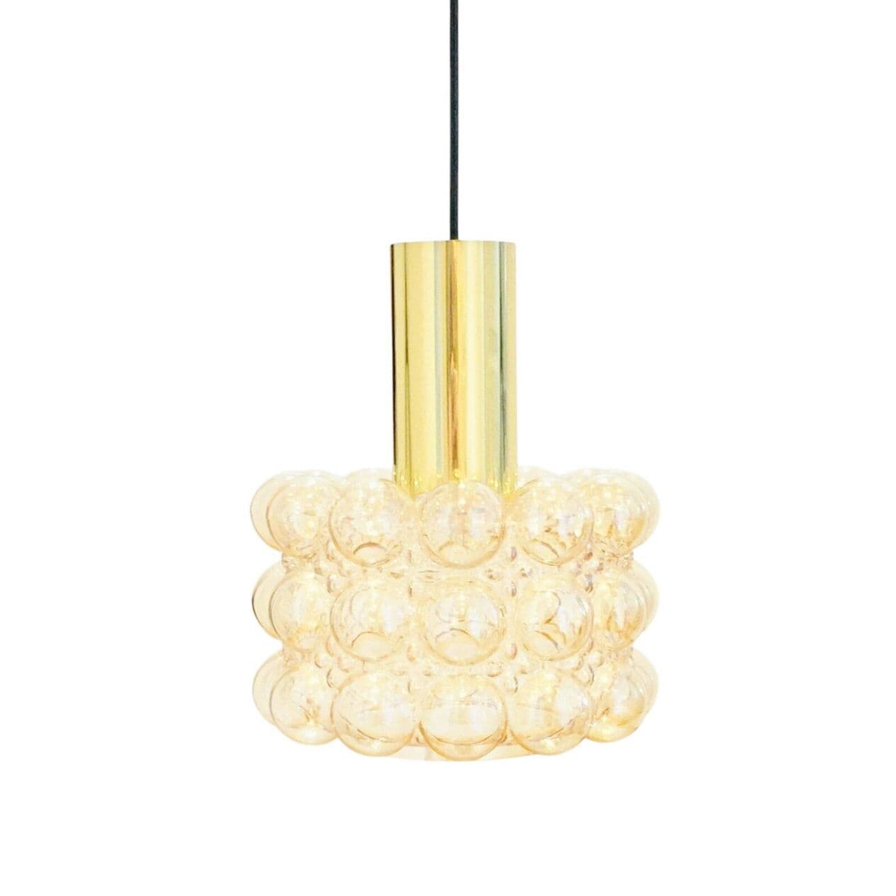 Lampa sufitowa Space Age, szkło złoty, mosiądz złoty, proj. H. Tynell, Limburg, Niemcy, lata 60. - 296160