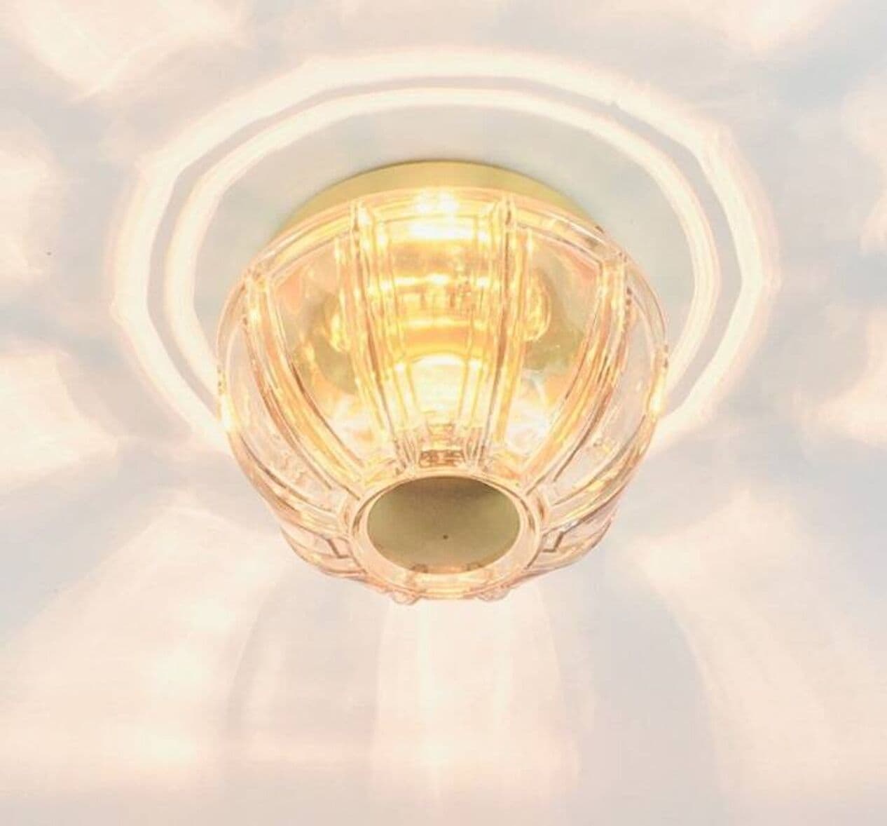 Lampa sufitowa, szkło transparentne szare, mosiądz złoty, Limburg, Niemcy, lata 60. - 296133