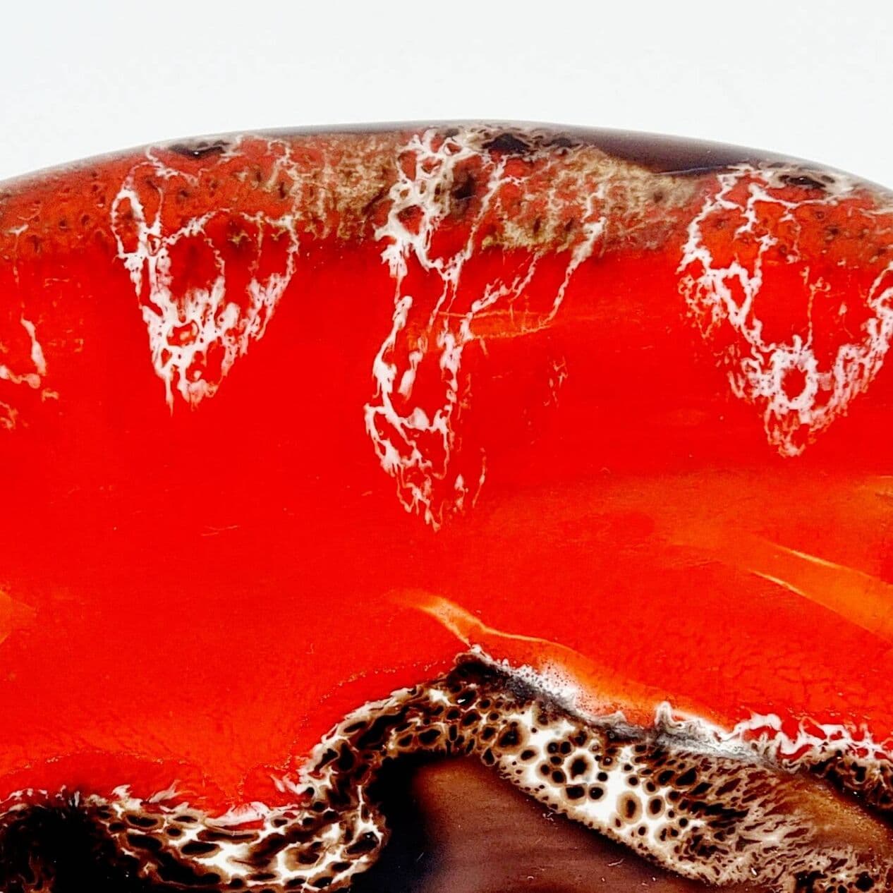 Decorative bowl Vallauris, red orange brown white beige, ceramics, France, 1960s. - 296108