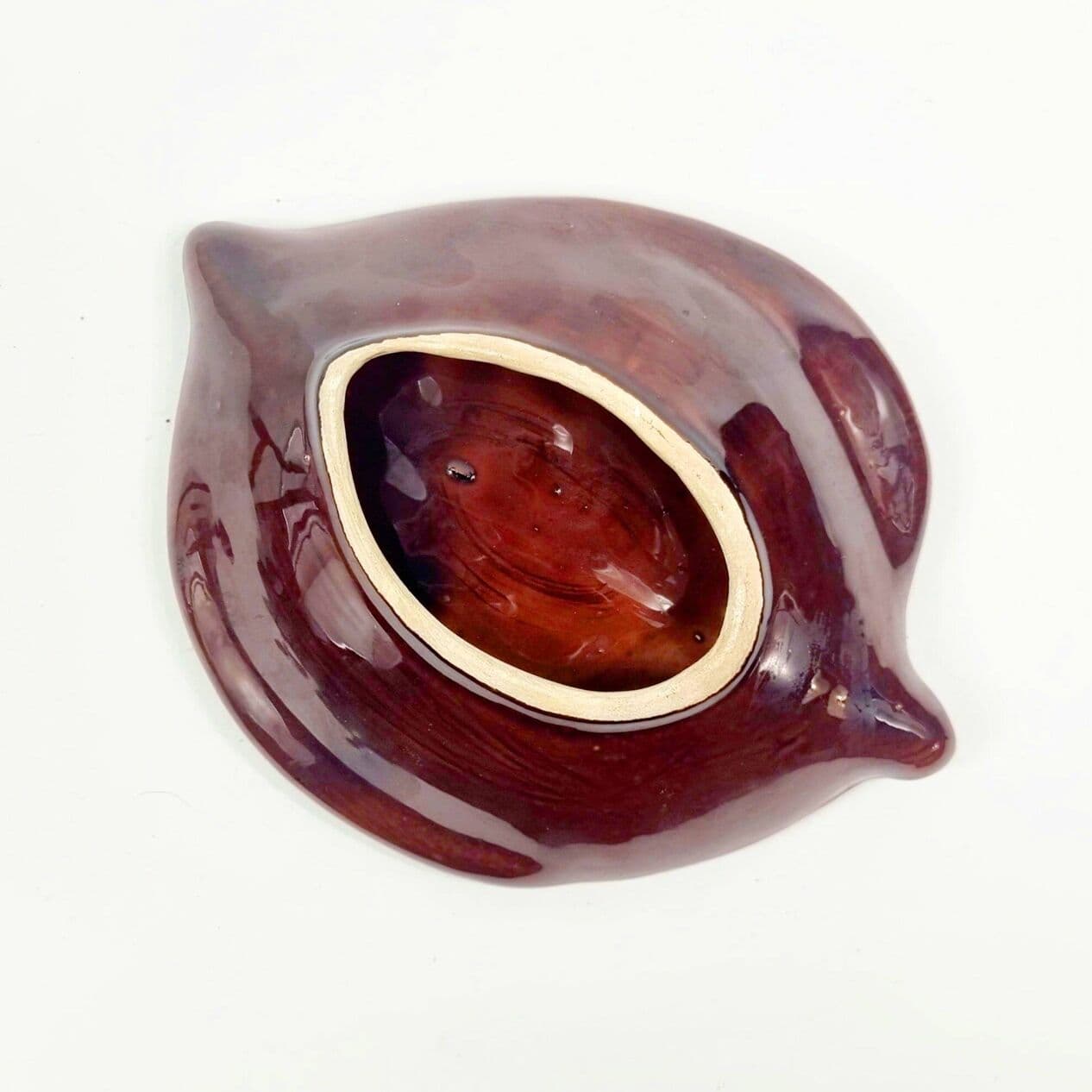 Decorative bowl Vallauris, red orange brown white beige, ceramics, France, 1960s. - 296111