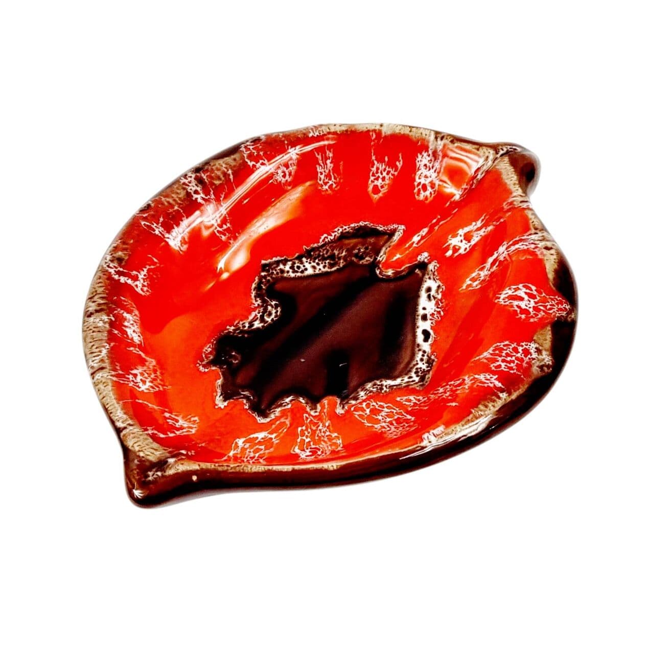 Decorative bowl Vallauris, red orange brown white beige, ceramics, France, 1960s. - 296105