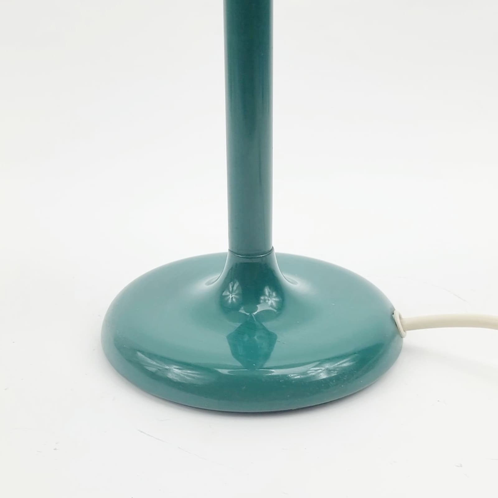 Lampa stołowa Space Age, szkło białe, metal zielony, Kaiser Leuchten, Niemcy, lata 60. - 300634