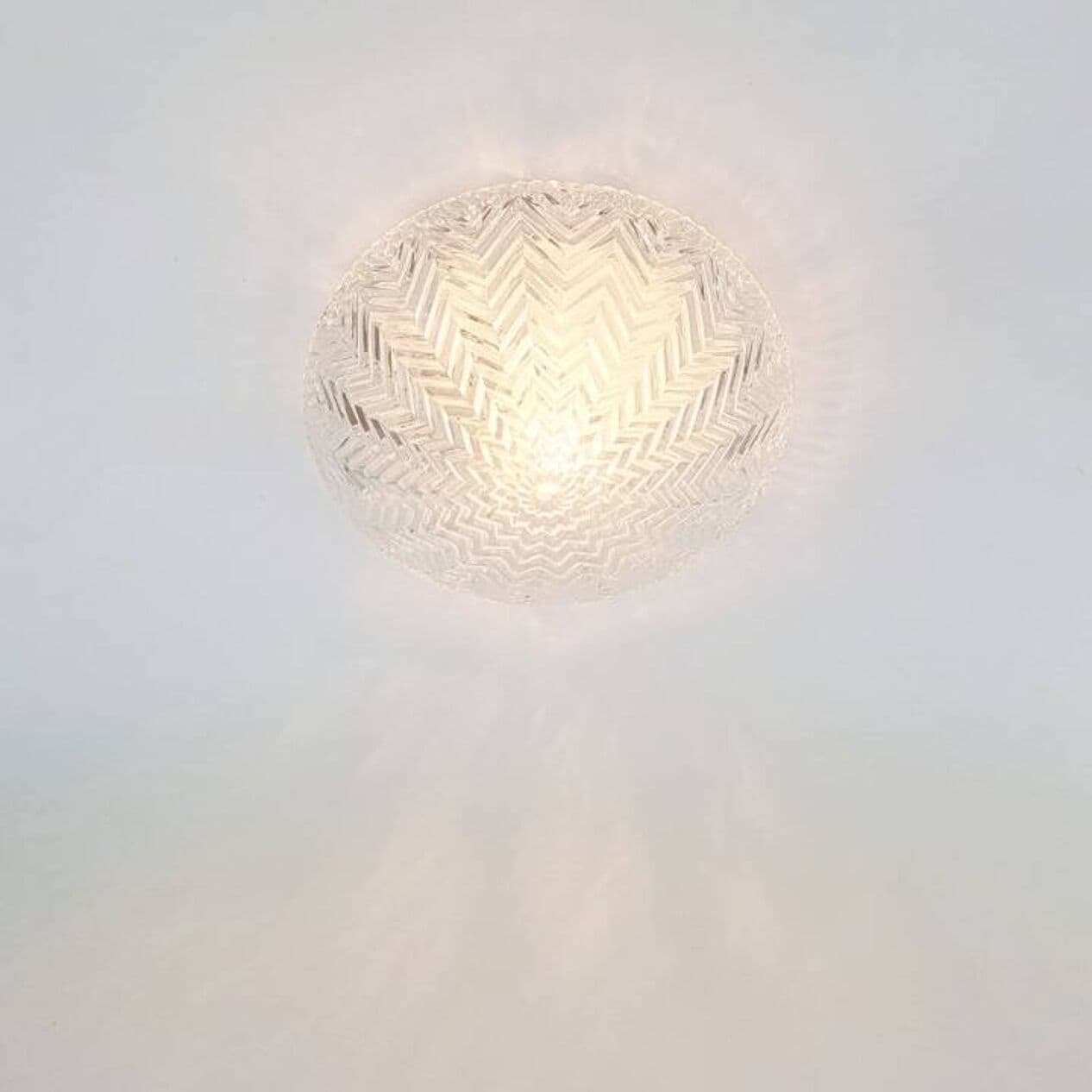 Para plafonów geometrycznych, szkło transparentne kryształ, Niemcy, lata 70. - 296089