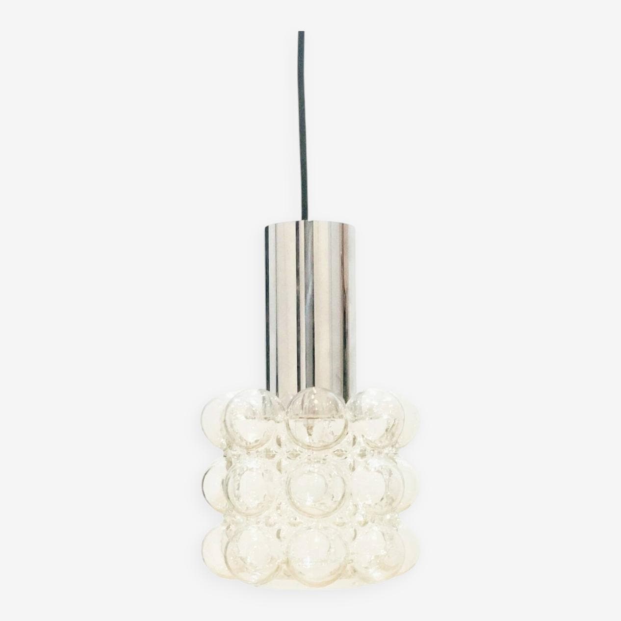Lampa sufitowa Bubble, szkło transparent, chrom srebrny, proj. H. Tynell, Limburg, Niemcy, lata 60. - 296081