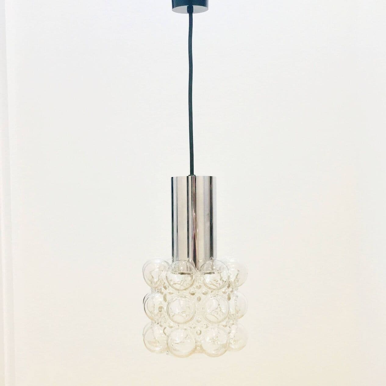 Lampa sufitowa Bubble, szkło transparent, chrom srebrny, proj. H. Tynell, Limburg, Niemcy, lata 60. - 296075