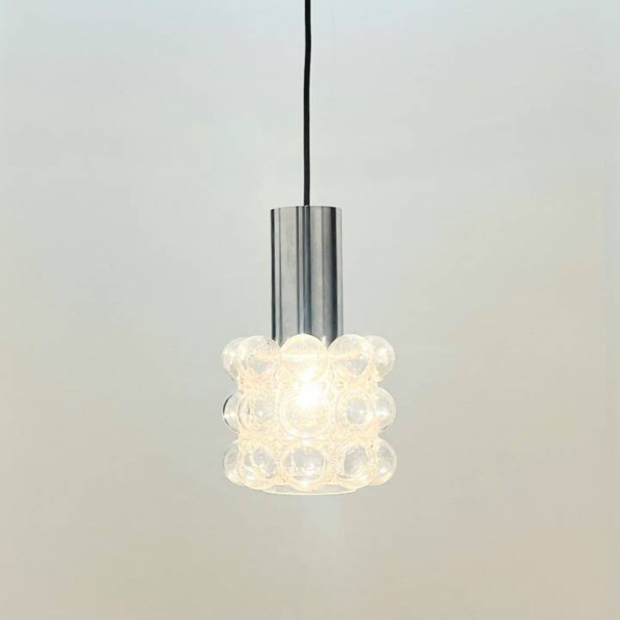 Lampa sufitowa Bubble, szkło transparent, chrom srebrny, proj. H. Tynell, Limburg, Niemcy, lata 60. - 296076