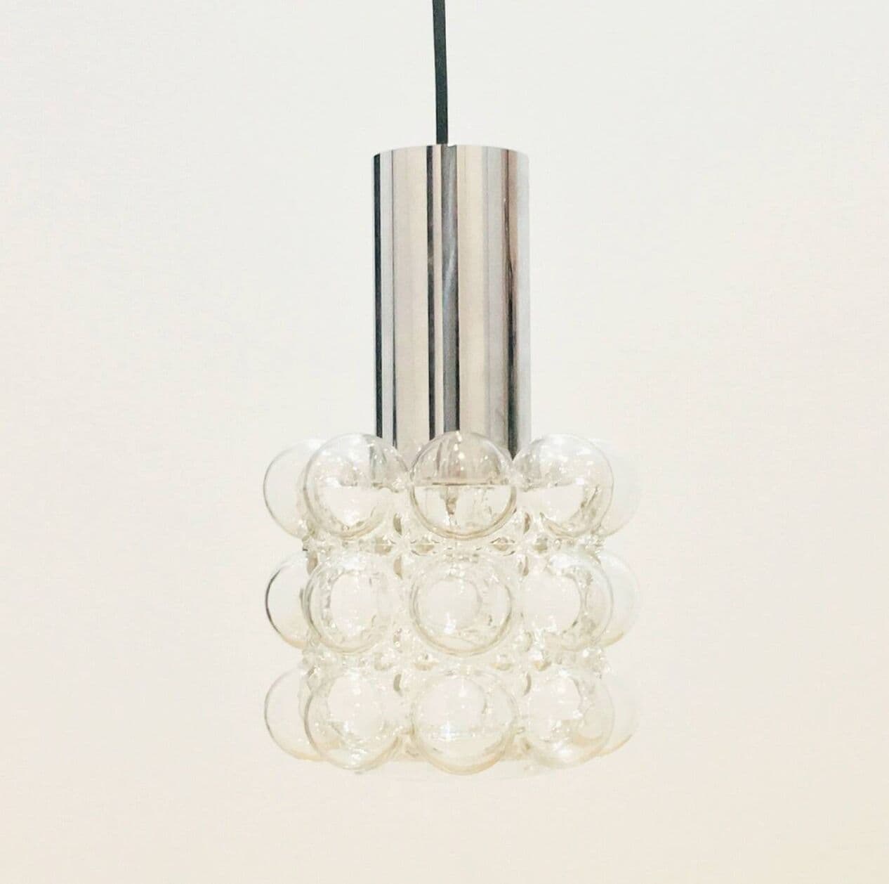 Lampa sufitowa Bubble, szkło transparent, chrom srebrny, proj. H. Tynell, Limburg, Niemcy, lata 60. - 296074