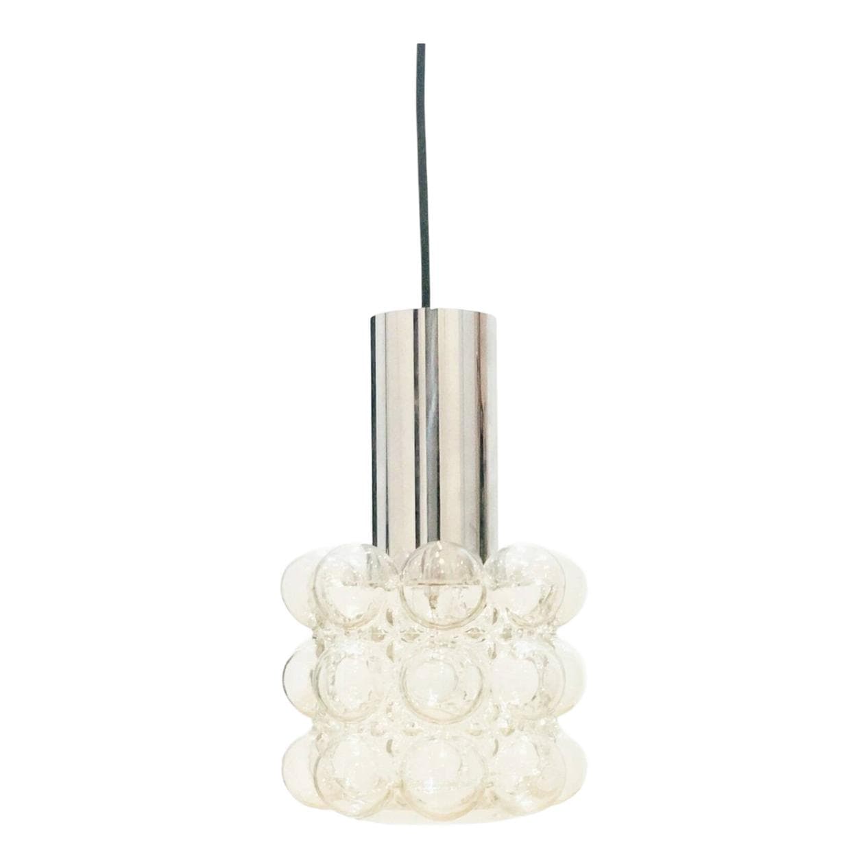 Lampa sufitowa Bubble, szkło transparent, chrom srebrny, proj. H. Tynell, Limburg, Niemcy, lata 60.