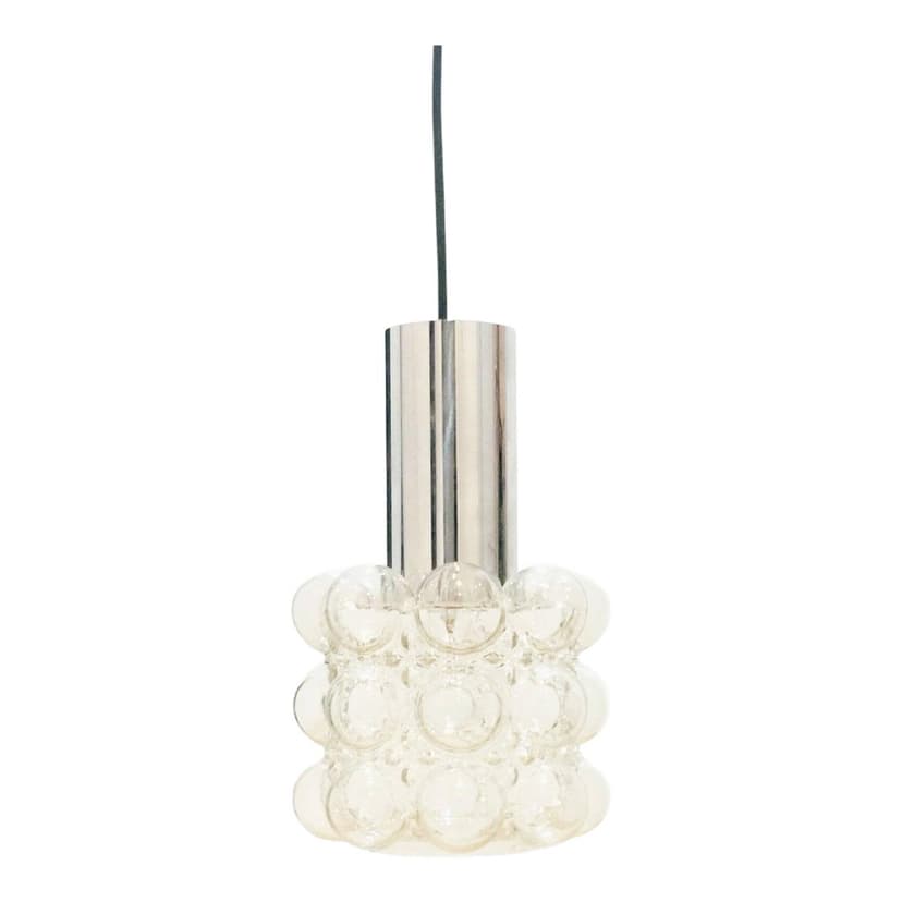 Lampa sufitowa Bubble, szkło transparent, chrom srebrny, proj. H. Tynell, Limburg, Niemcy, lata 60.