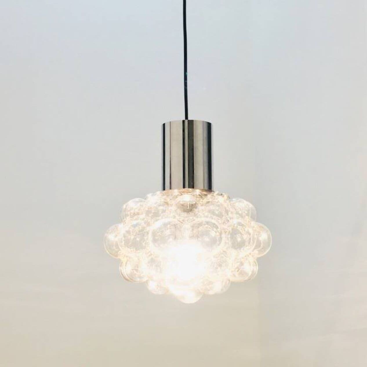 Lampa sufitowa Bubble, szkło transparentne, chrom, proj. H. Tynell, Limburg, Niemcy, lata 60. - 296066