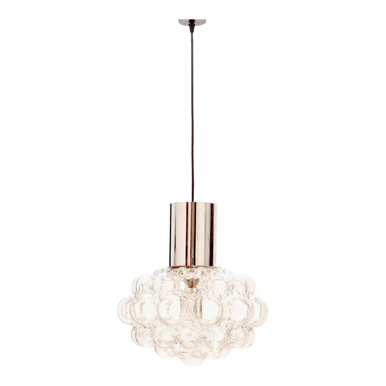 Lampa sufitowa Bubble, szkło transparentne, chrom, proj. H. Tynell, Limburg, Niemcy, lata 60.