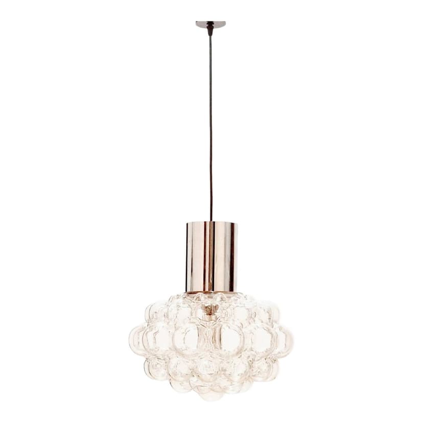 Lampa sufitowa Bubble, szkło transparentne, chrom, proj. H. Tynell, Limburg, Niemcy, lata 60.