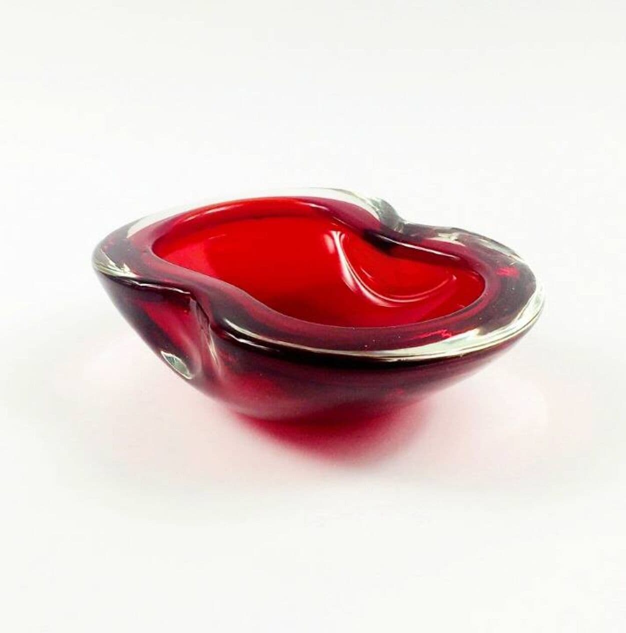 Bowl Sommerso Murano, red transparent, glass crystal, Italy, 1970s. - 296053