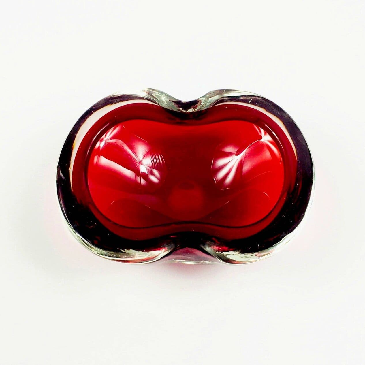 Bowl Sommerso Murano, red transparent, glass crystal, Italy, 1970s. - 296056